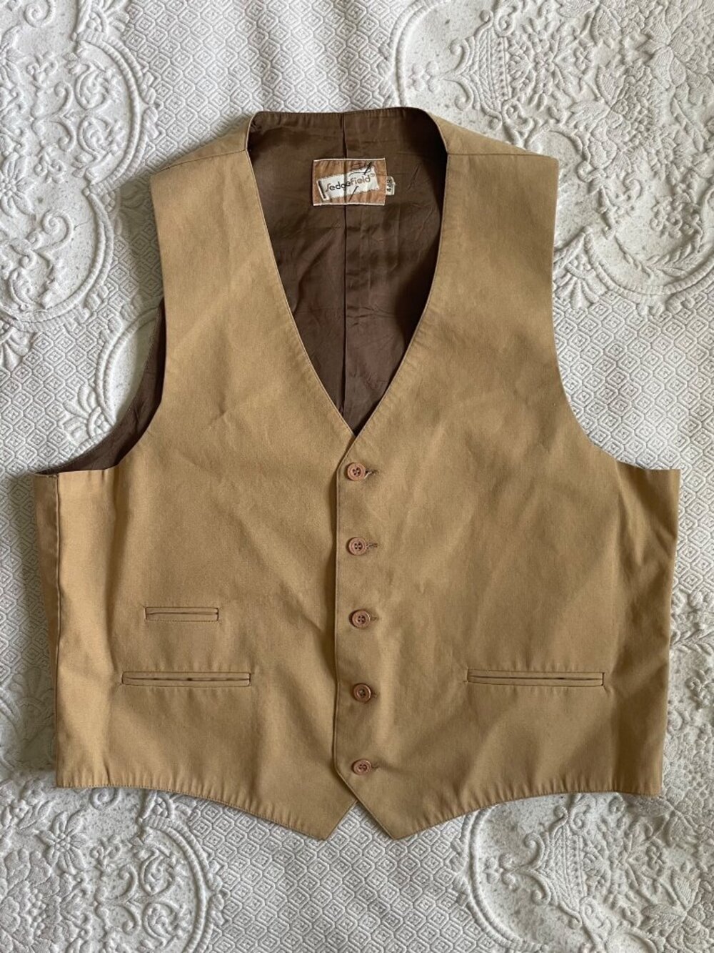 Vintage Sedgefield Button-Up Vest Tan Men's Size 44R